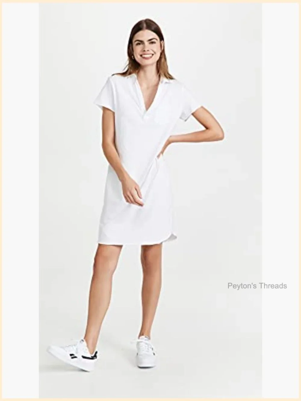 Short Sleeve Johnny Collar Polo Dress Sheath Silhouette Pullover - Picture 5 of 6
